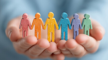 Ragdoll figures in hand representing workplace diversity inclusive culture and teamwork