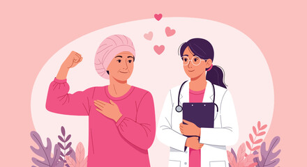 Doctor Consulting with Cancer Patient Showing Strength and Hope.