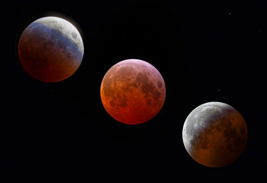 Total Lunar Blood Moon Eclipse phases March 2025