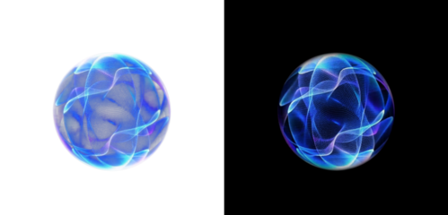 Png PNG Sphere with Neon Overlay on Transparent Background