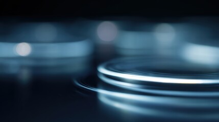 quantum computing abstract with qubit rings and interference patterns, close-up shot, cool futuristic blues, premium look, soft diffused glow, ample space for text, brand-safe, no logos