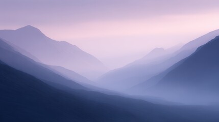Obraz premium mountain landscape with sunrise and misty valleys, macro detail, pastel tones, premium look, controlled studio lighting, minimal composition, brand-safe, no logos