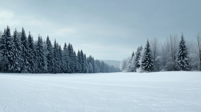 冬の雪原ミニマル背景 - Powered by Adobe