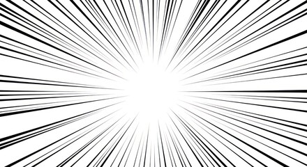 Obraz premium Bursting lines of black emanate from center, fading on white background