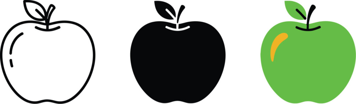 Apple icon set isolated on white background, Vector, illustration