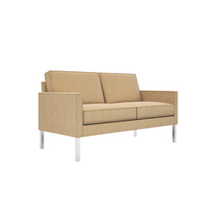 Two-seat sofa in gold colored fabric