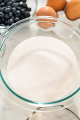 Lemon blueberry bundt cake with powdered sugar dusting