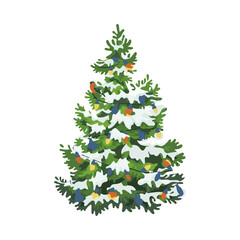 christmas fir tree decoration top view isolated on white or transparent png