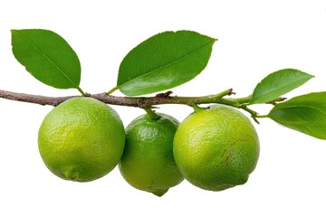 Fresh limes on a branch with leaves