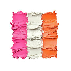 Cosmetic smears in pink white and orange tones