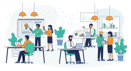 collaborative teamwork in modern office environment with diverse