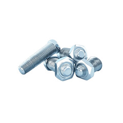 Metal bolts and nuts isolated on Transparent Background