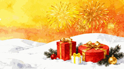 Fresh Start New Year Celebration isolated watercolor vector illustration svg