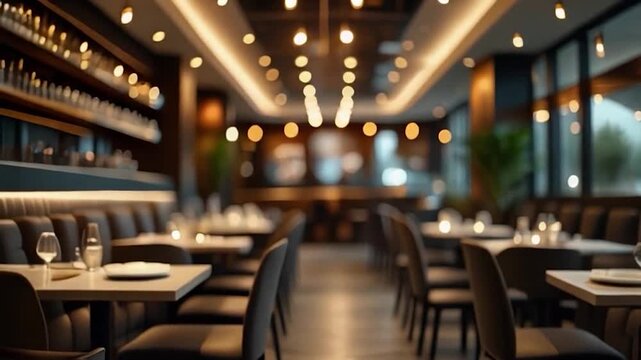 Upscale dining area featuring soft lighting and arranged dining tables