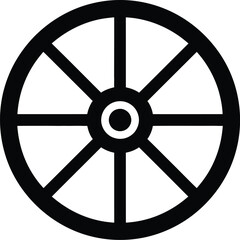 Obraz premium Black and white wheel symbol with eight spokes