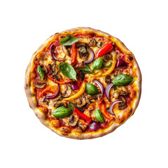Delicious gourmet vegetable pizza on black