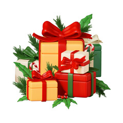 christmas fir tree decoration top view isolated on white or transparent png