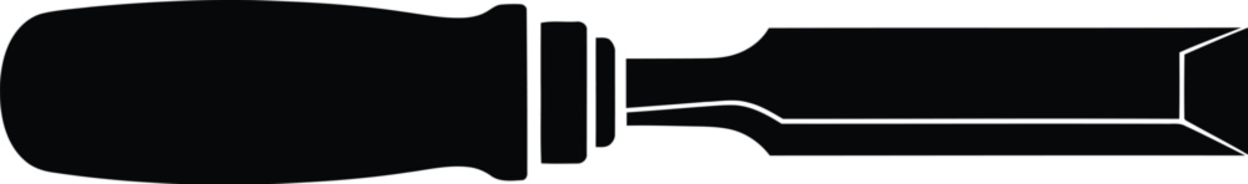 Silhouette of a wood chisel on white background