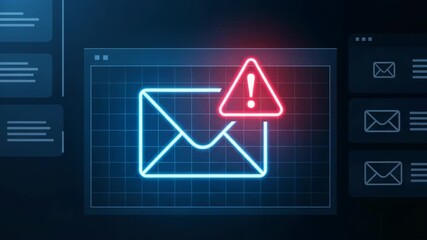 Email spam illustrated with message icon and exclamation mark signifies phishing scam and online threat. Email spam is a cybersecurity threat targeting digital devices, data protection, - Powered by Adobe