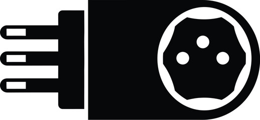 Swiss plug and socket icon black and white