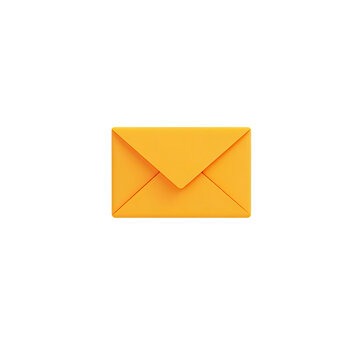 Yellow email envelope on Transparent Background