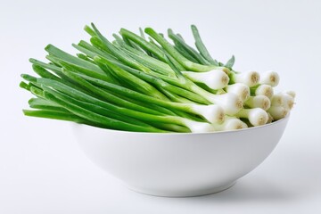 Fresh green onions in a white bowl (1)