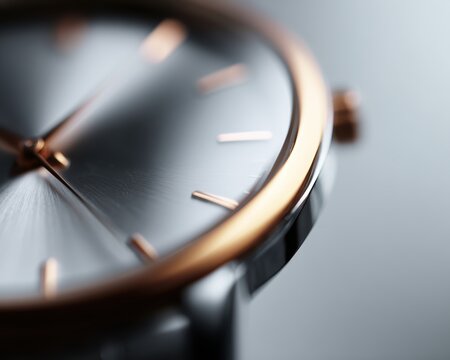 high-end wristwatch close-up with metallic reflections, dynamic perspective, warm earthy hues, modern vibe, natural daylight, clean background for typography, ideal for commercial use