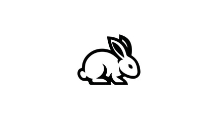 Obraz premium Cute rabbit vector icon, simple graphic illustration of a bunny animal, black and white minimal design element