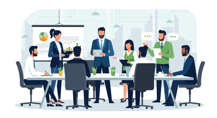 collaborative business team meeting in modern office environment