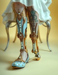 Women legs with modern dress and footwear