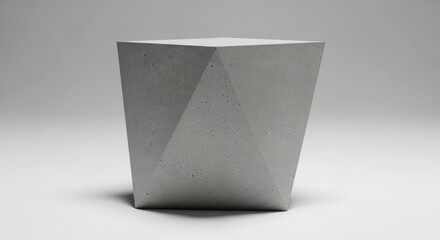 Geometric concrete block with angled sides on white