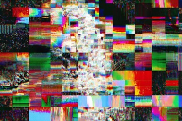 Vibrant abstract background with glitch art aesthetic and bright colors for dynamic designs or creative projects needing a modern, edgy feel