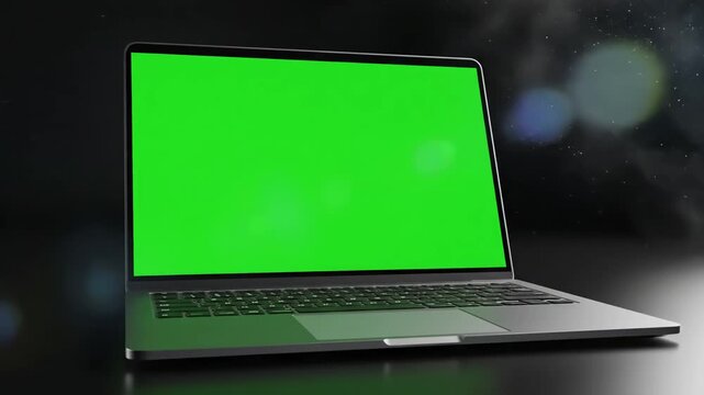 Green Screen empty modern notebook for paste background laptop computer with mock up chroma key display high quality 3d animation 4k ultra hd 3840x2160 scene 1 distortion, overlay, glitch, static
