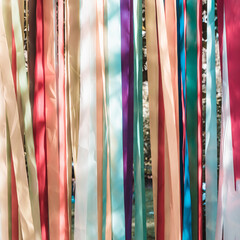 Multi colored ribbons in the nature abstract pastel colorful creative background