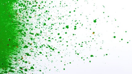 Obraz premium Vibrant Green Paint Splash on White Background, Abstract Colorful Art Composition, Energetic Artistic Expression, Paint Droplets and Splatter Effects