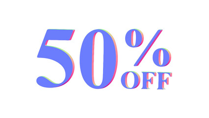 50% OFF Promotional Graphic - 3D Bold Multicolor PNG transparent 