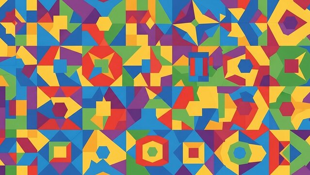 Vibrant Geometric Mosaic - A Kaleidoscope of Shapes and Colors.
