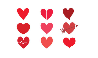 heart icons in different color combinations.