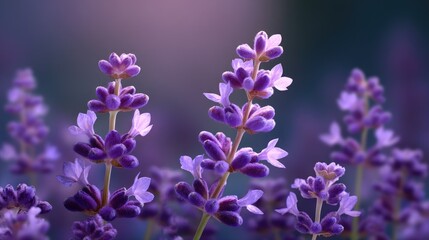 Obraz premium Beautiful close-up of delicate purple lavender flowers showcasing intricate details and soft colors, perfect for nature lovers or gardening enthusiasts.