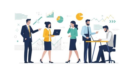 Professional Business Team Discussing Data Analytics and Strategic