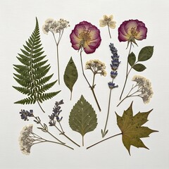 Naklejka premium set of flowers and leaves