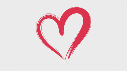 A simple, hand-drawn heart shape in bright red against a pure white background.