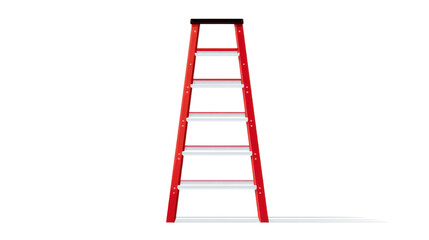 Sturdy red step ladder with multiple aluminum rungs designed for home improvement, construction, and safe elevated access tasks on white background