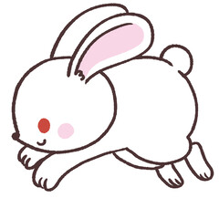走る白いウサギのイラスト