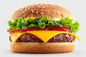 Close-up of a classic cheeseburger