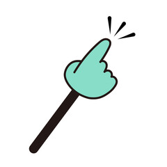 指し棒の先端が指差しを示すシンプルなイラストアイコン