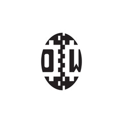 Pixel Logo Concept Bold Unique Design OW Monogram Initial Alphabet Alphabet