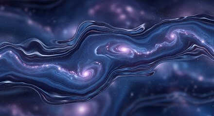 Majestic cosmic stream intertwines swirling galaxies, a nebula of starlight