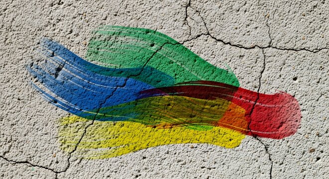 Colorful handprints on cracked concrete surface vibrant artistic expression - Powered by Adobe