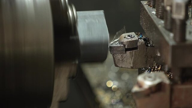 VDO 4K Lathe is working on turning metal parts for industrial use.	
